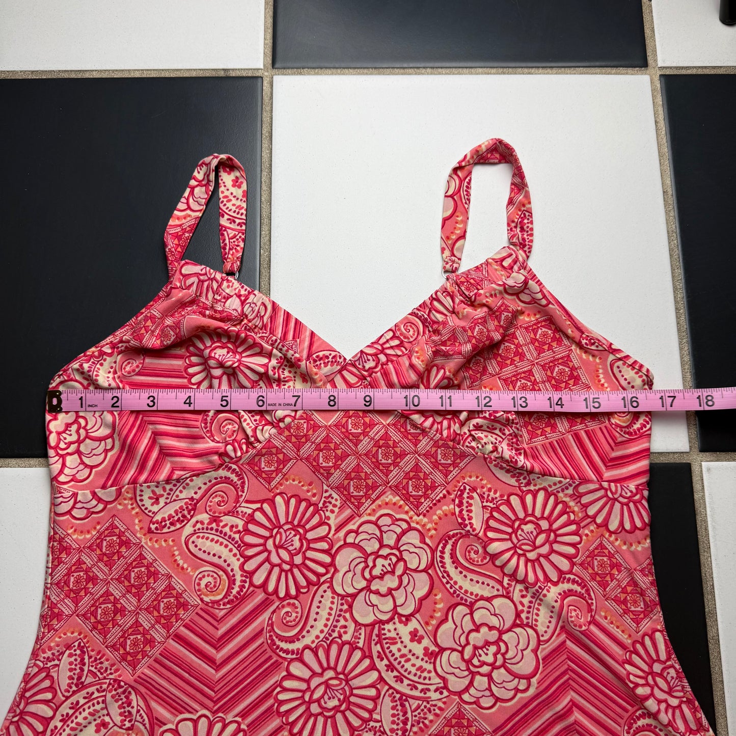 Pink flower paisley cami