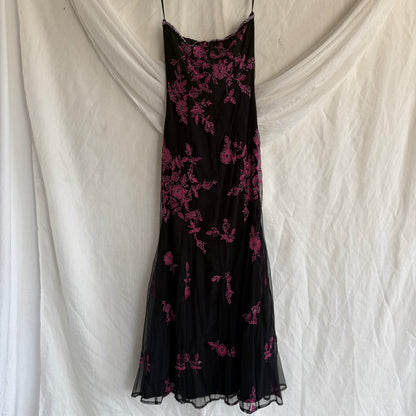 2000s Cache pink prom beaded gown