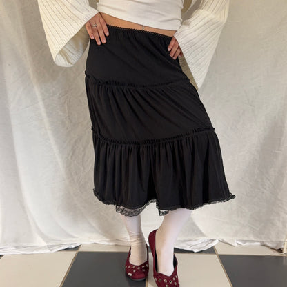 Black flowy midi skirt