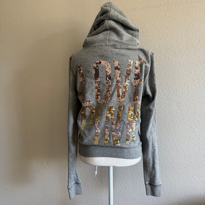 PINK sequin zip up hoodie