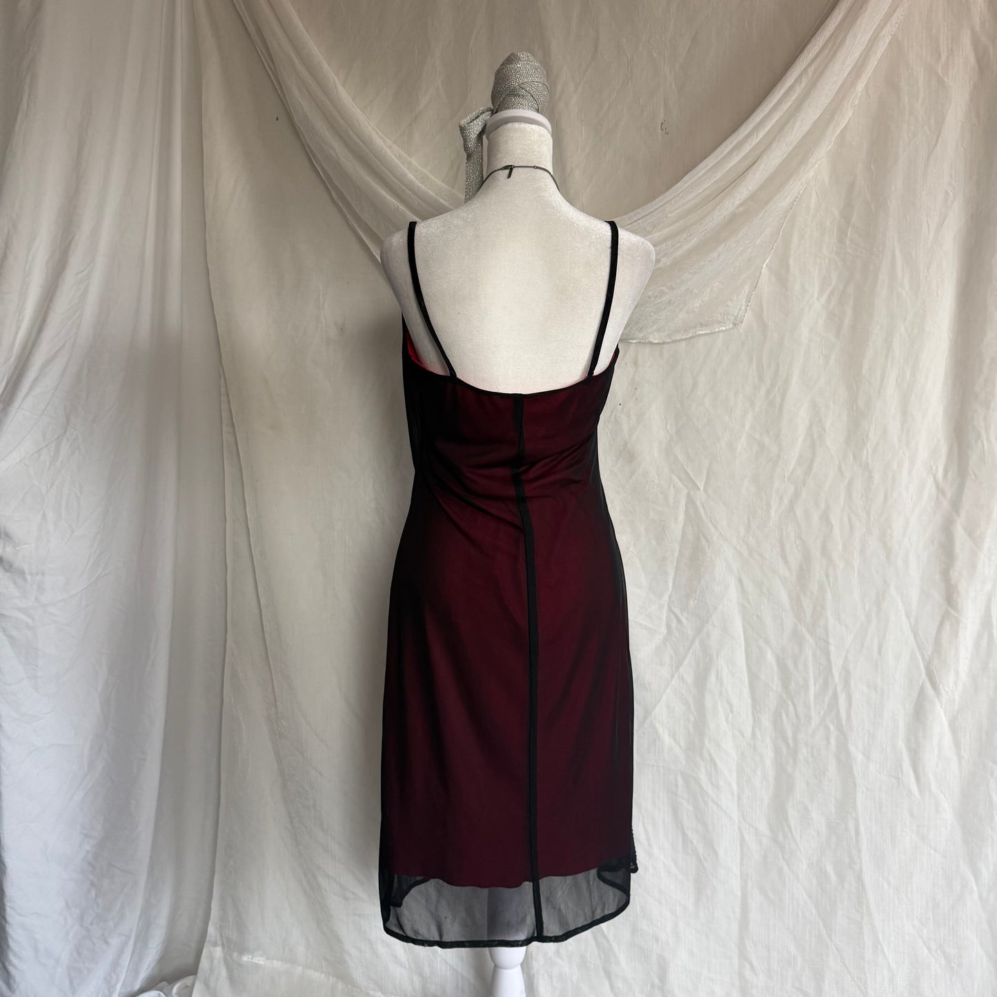 2000s black beaded mesh dress