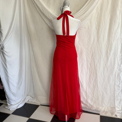 2000s Red Lacey Halter dress