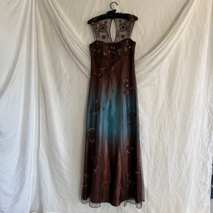 2000s whimsical prom beaded flower dress