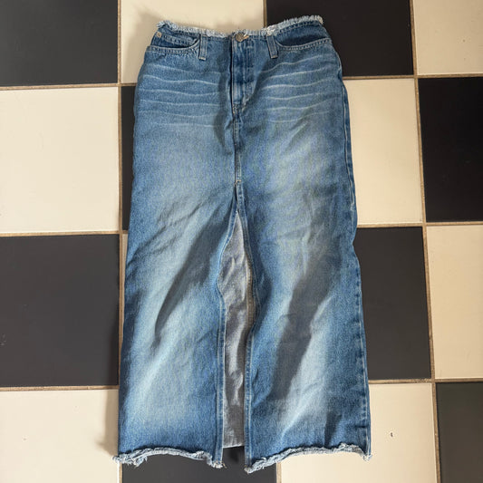 Denim fitted maxi skirt