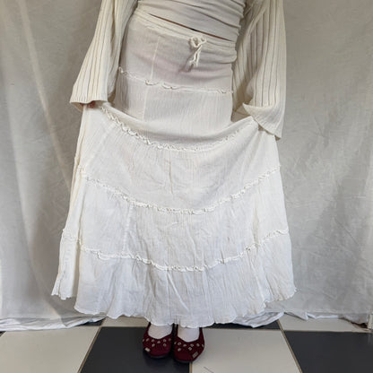 White flowy maxi skirt