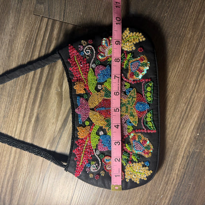 Flower beaded mini shoulder bag