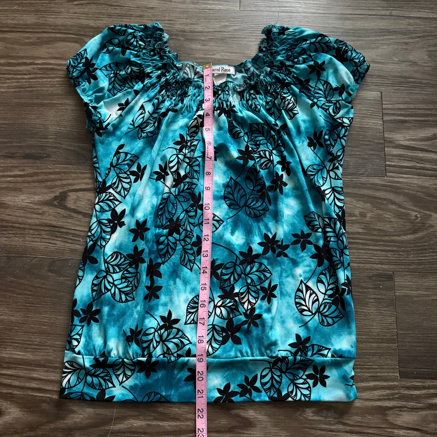Turquoise boho flower top