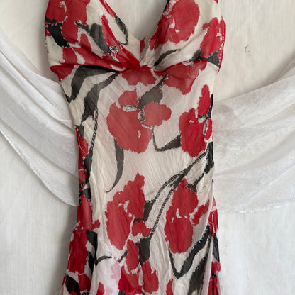 Allure flower beaded mini ruffle dress