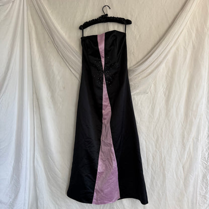 2000s Gunne Sax black prom dress with rhinestones