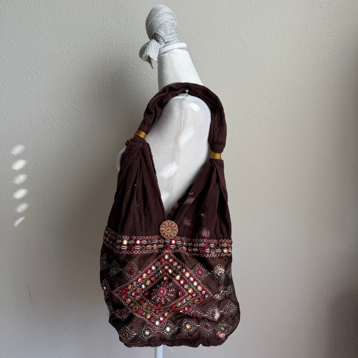 Boho beaded hobo bag