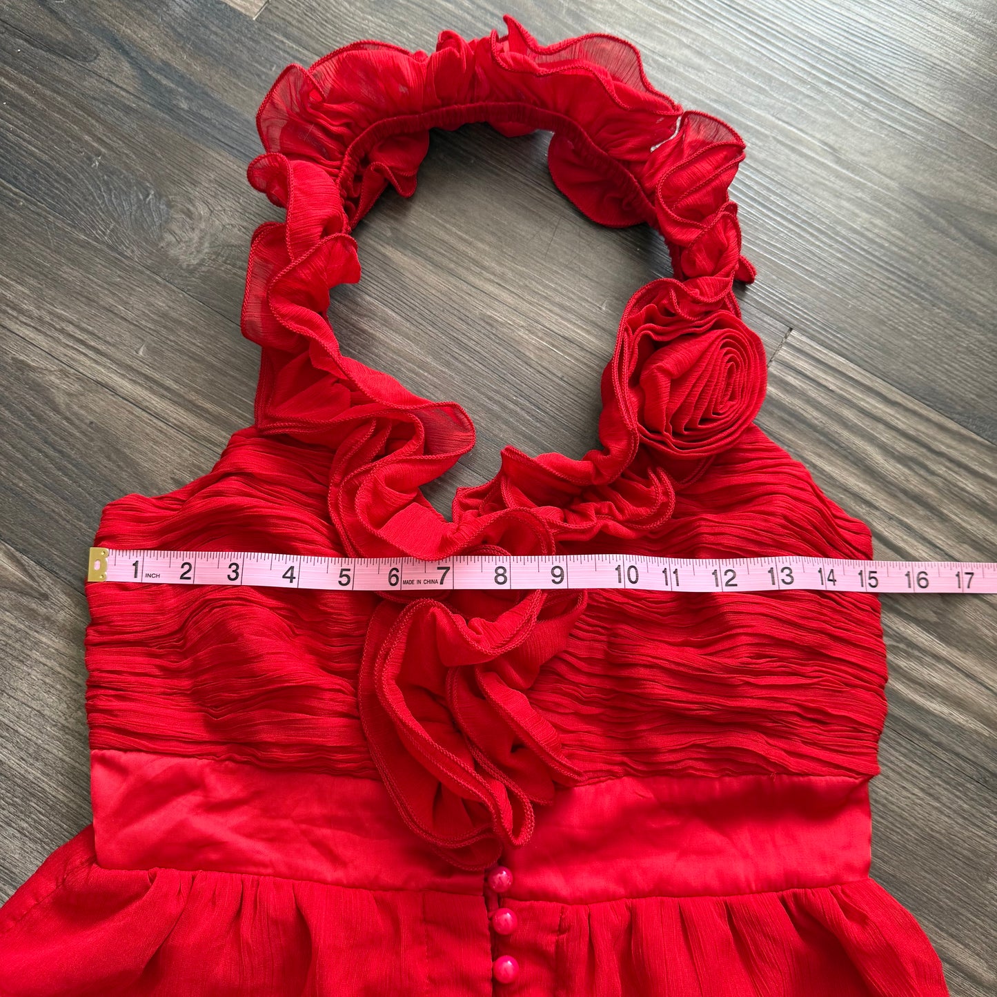 Red clubbing rose halter top
