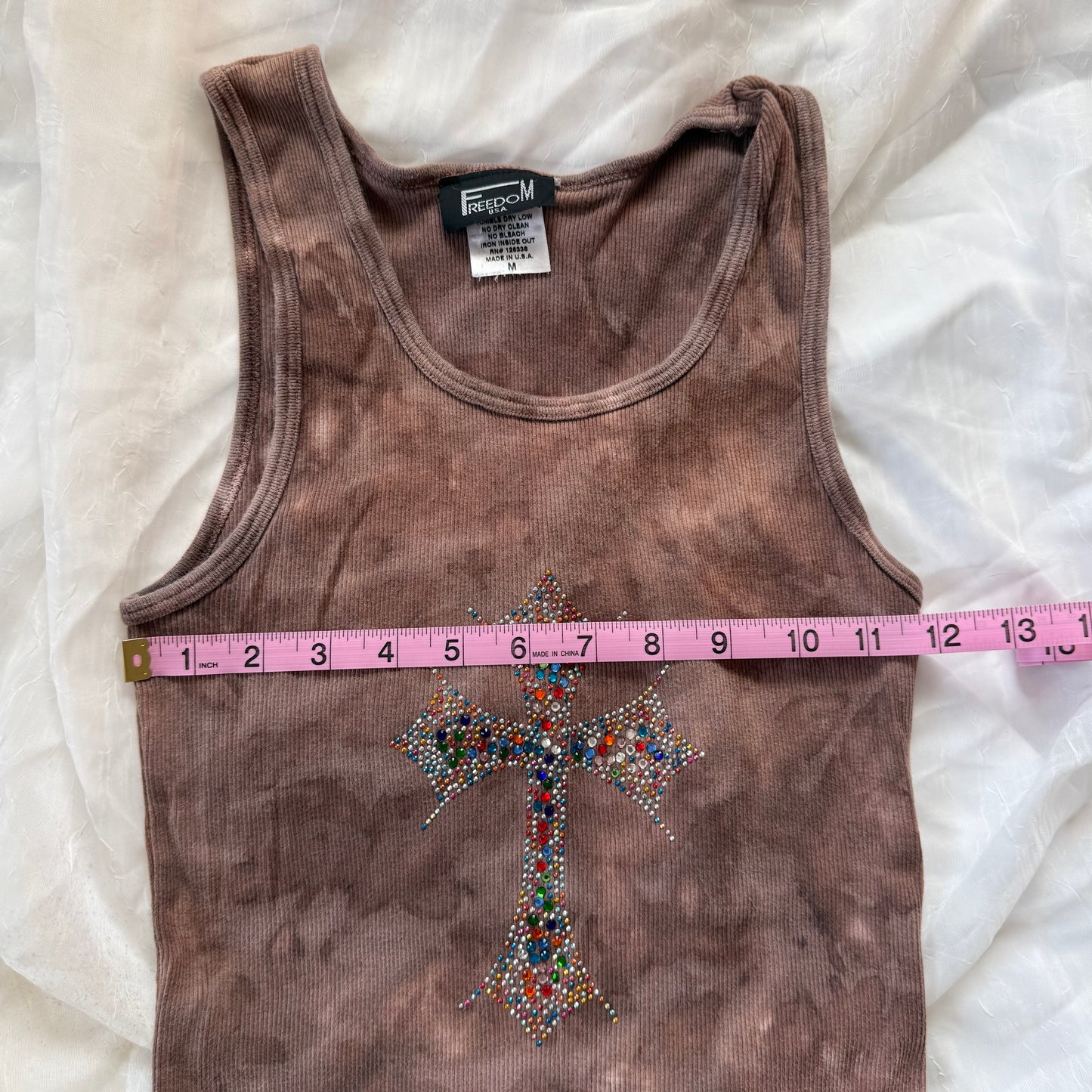 Rhinestone cross tank top