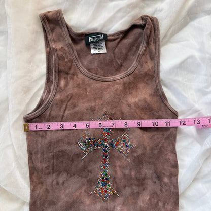 Rhinestone cross tank top