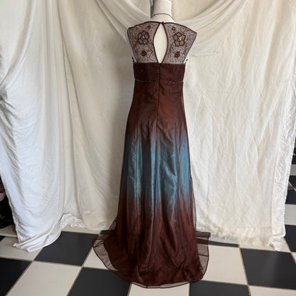 2000s whimsical prom beaded flower dress