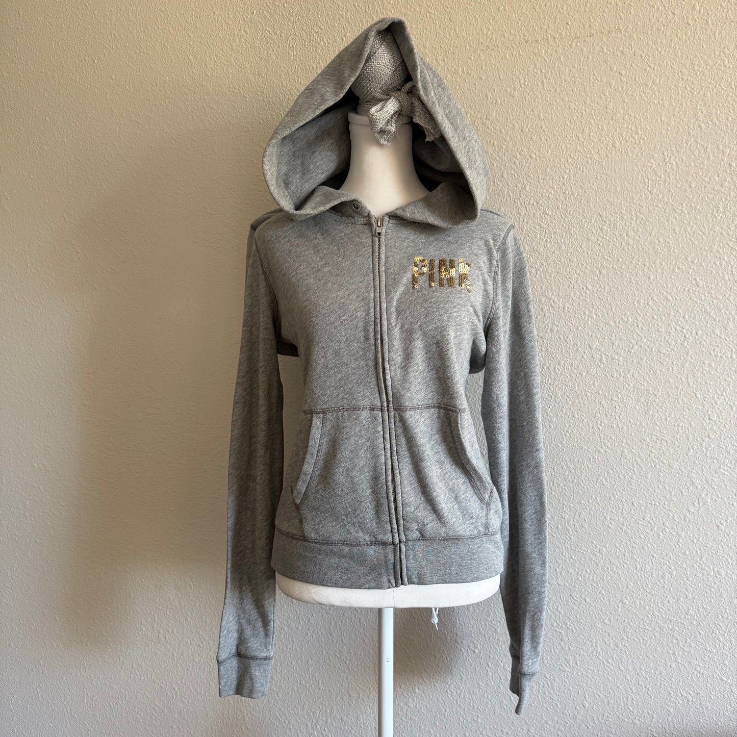 PINK sequin zip up hoodie