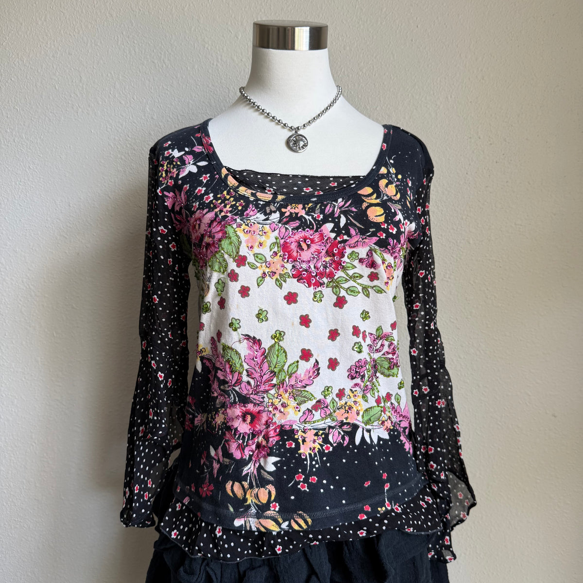 Flower boho sequin top