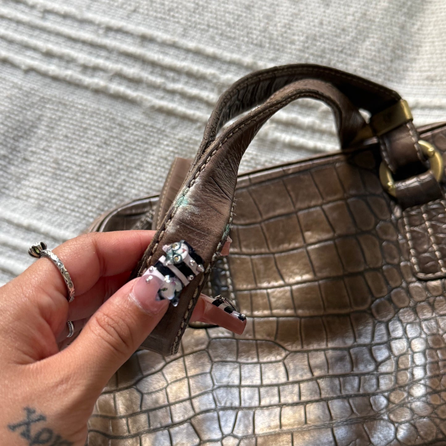 Brown everyday croc leather bag