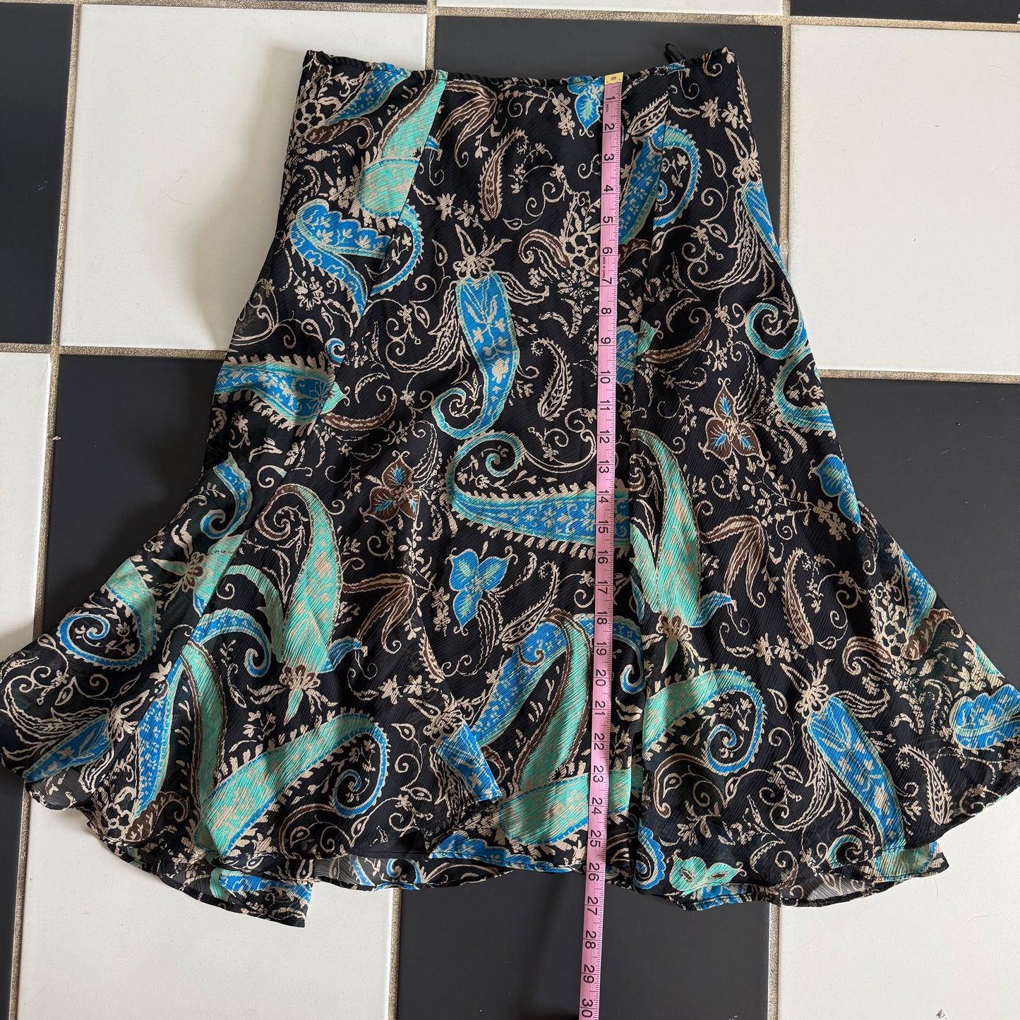 Paisley blue boho midi skirt