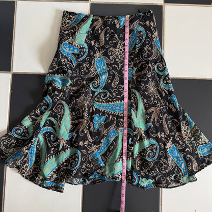 Paisley blue boho midi skirt