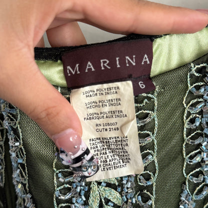 2000s Marina beaded green dress