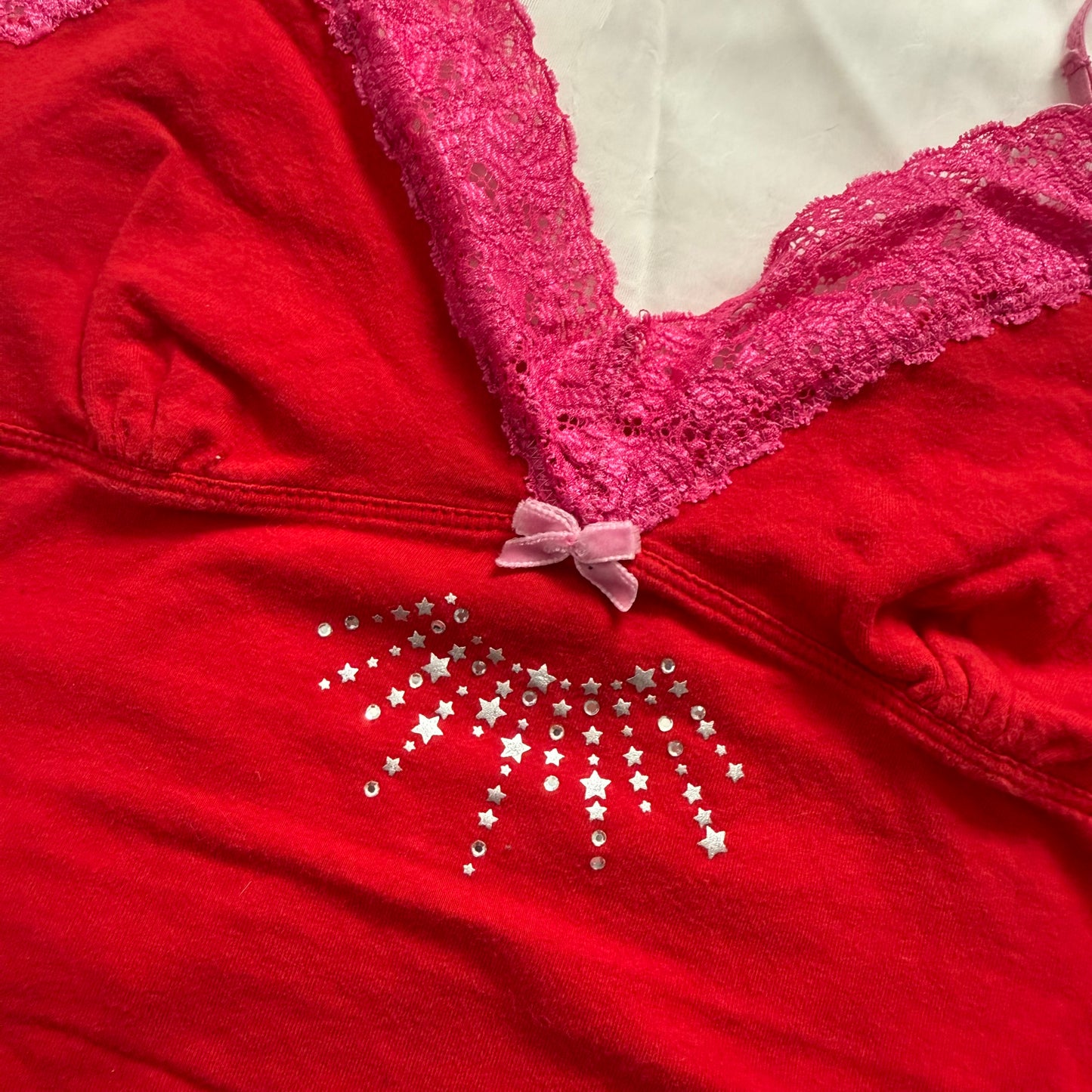 PINK lace fitted cami