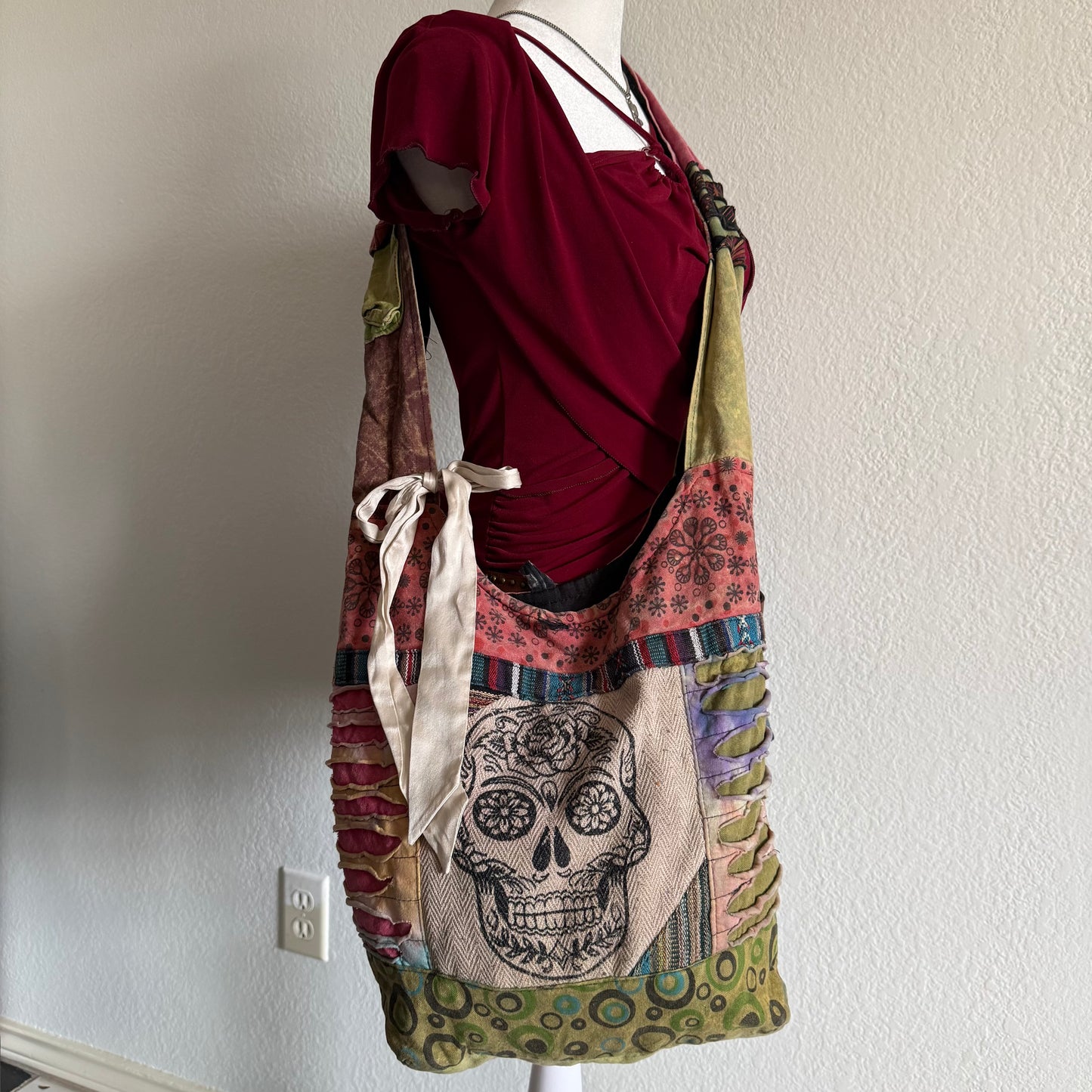 Boho skull crossbody bag