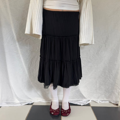 Black flowy midi skirt