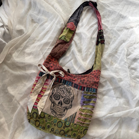 Boho skull crossbody bag