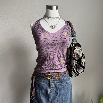 2000s brown beaded belt