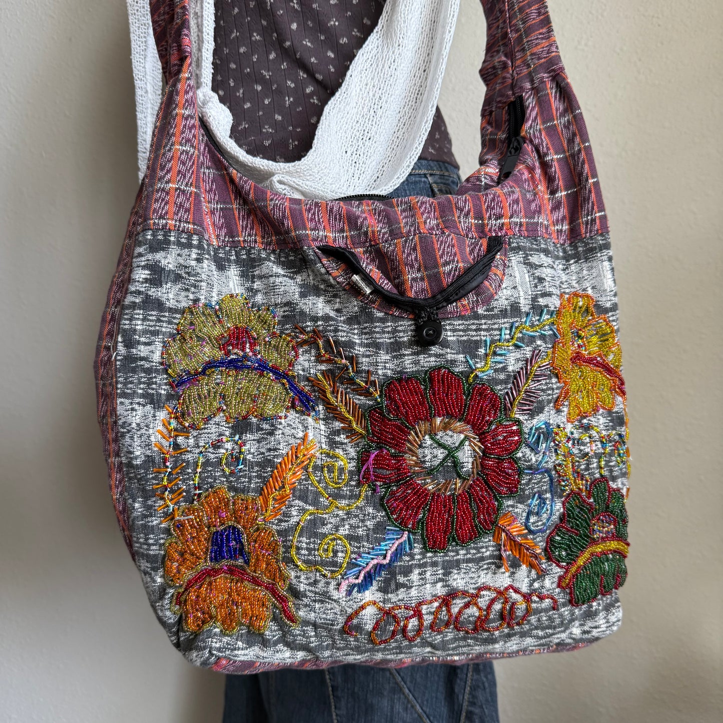 Beaded boho crossbody bag