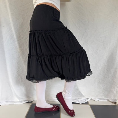 Black flowy midi skirt