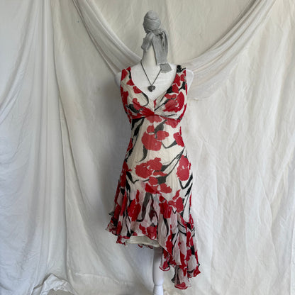 Allure flower beaded mini ruffle dress