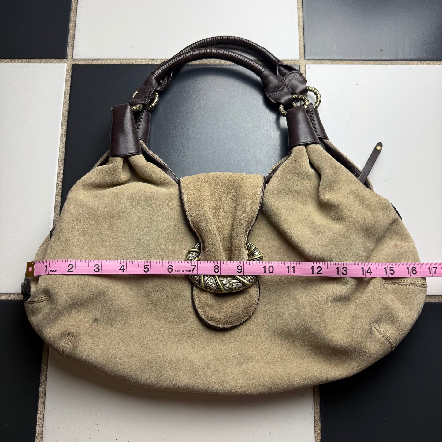 Suede hobo shoulder bag