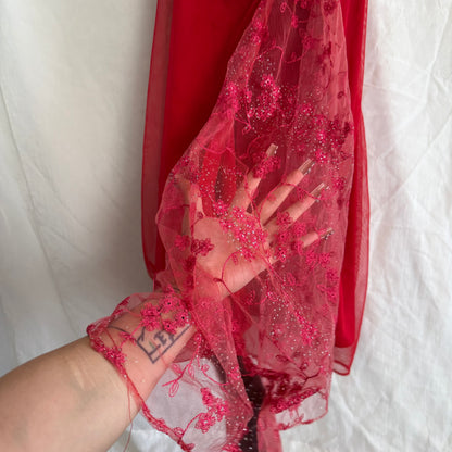 2000s Red Lacey Halter dress
