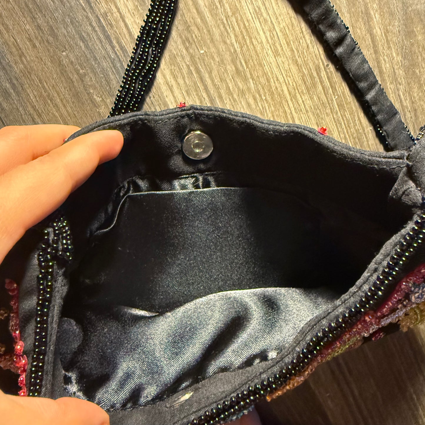 Flower beaded mini shoulder bag