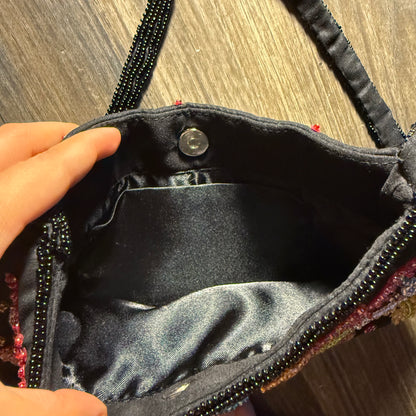 Flower beaded mini shoulder bag