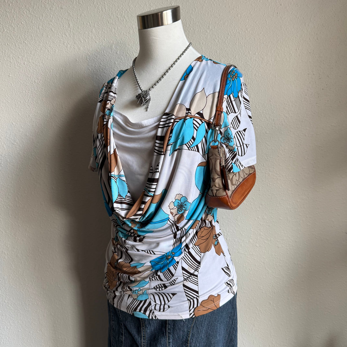 y2k flower draped top