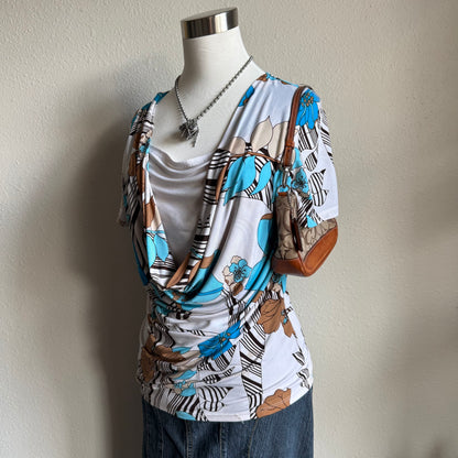 y2k flower draped top