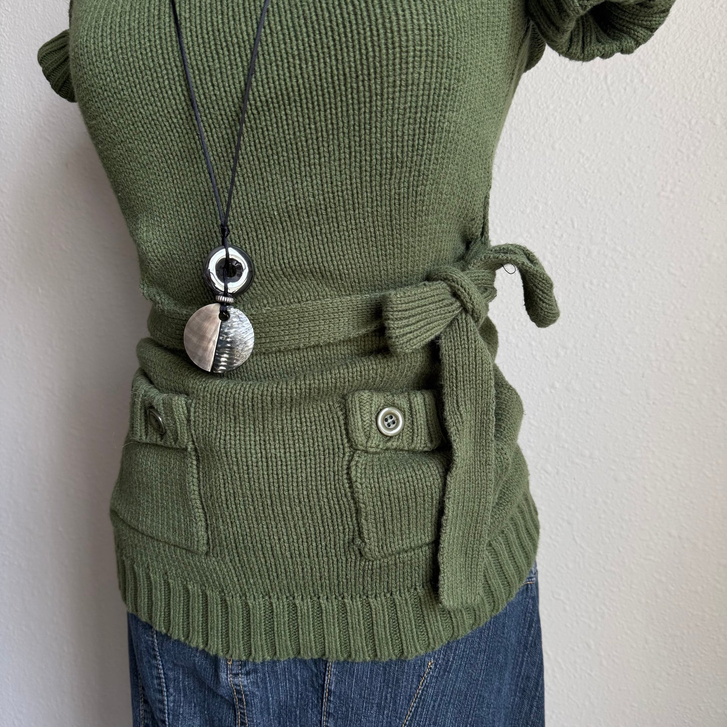 Y2K green cardigan top