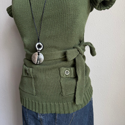 Y2K green cardigan top