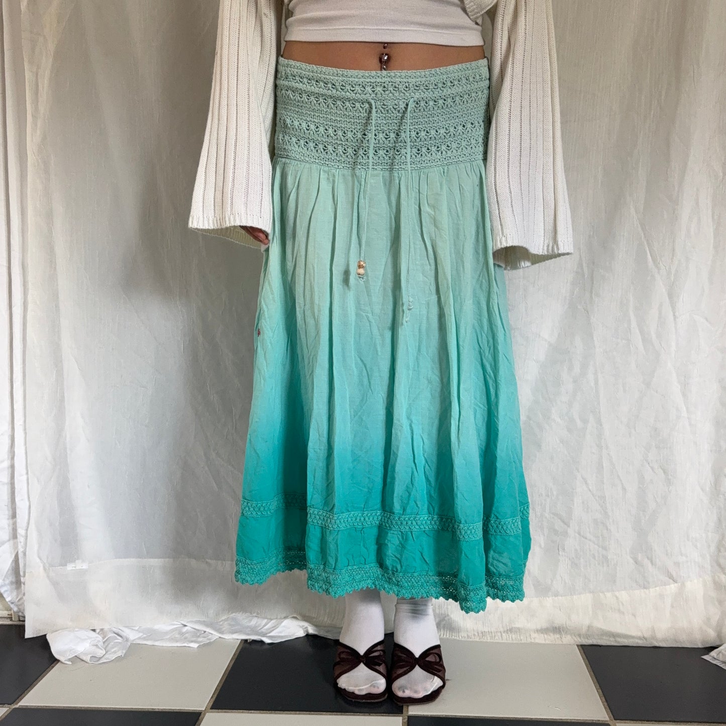 Aqua faded boho maxi