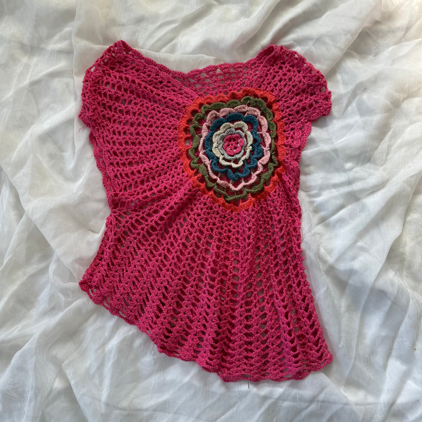 Pink flower crochet top