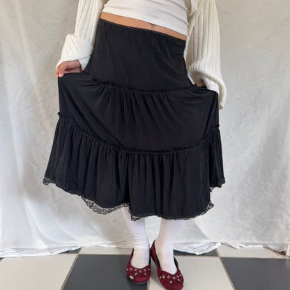 Black flowy midi skirt