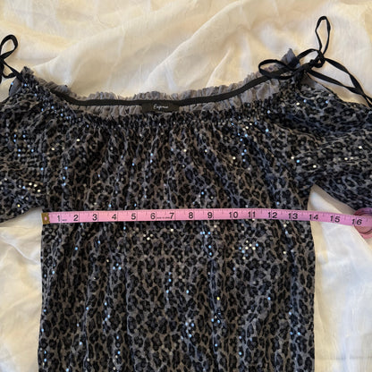 Express leopard sequin top