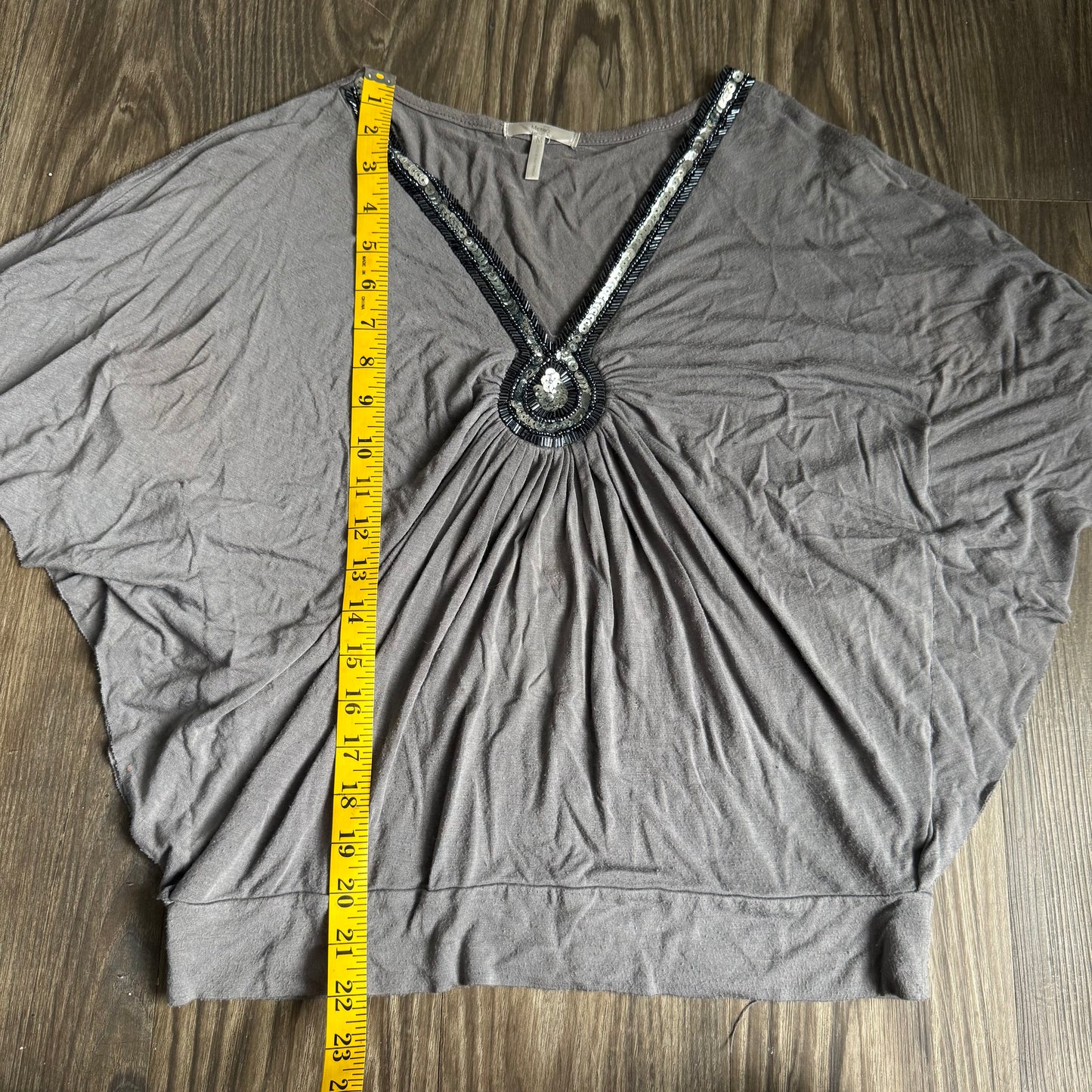 Grey sequin batwing top