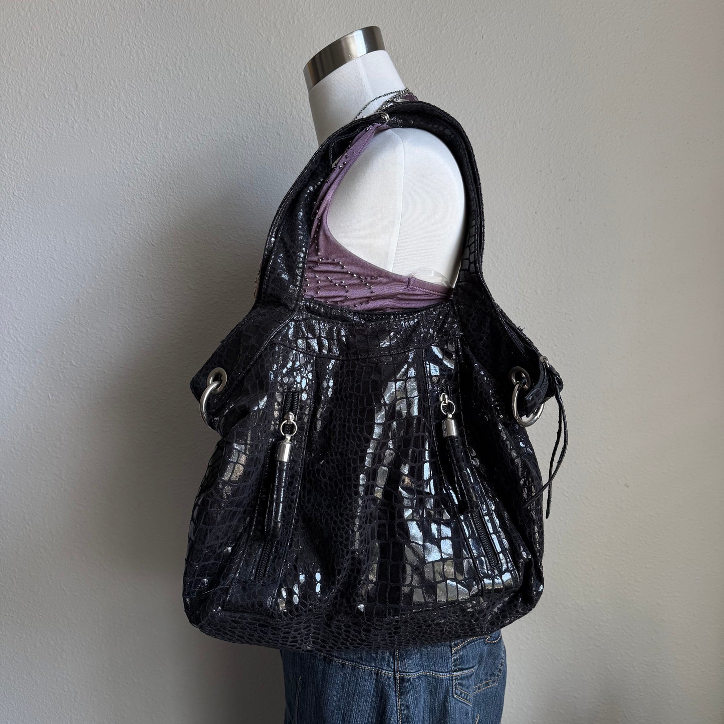 Chloe’s black snakeskin bag