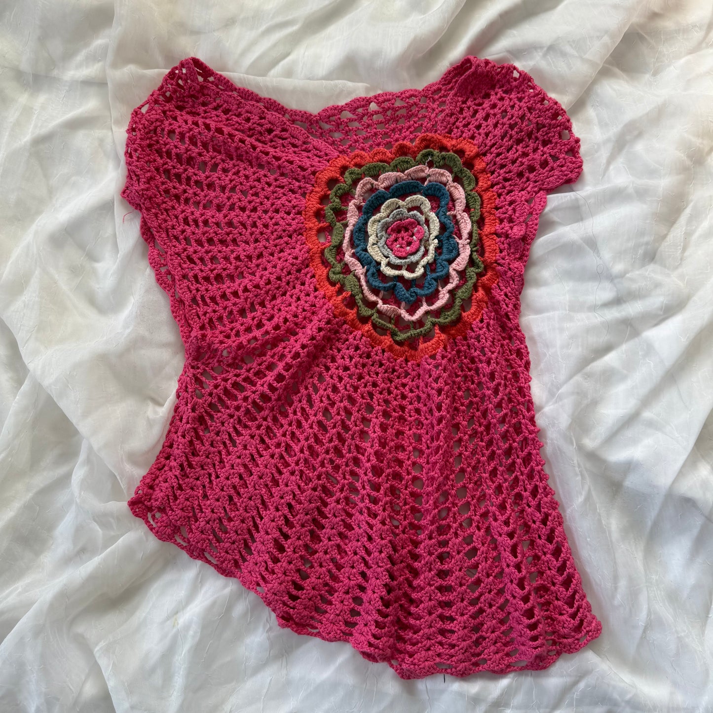 Pink flower crochet top