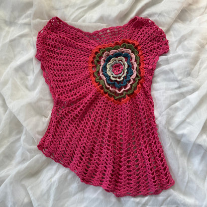 Pink flower crochet top