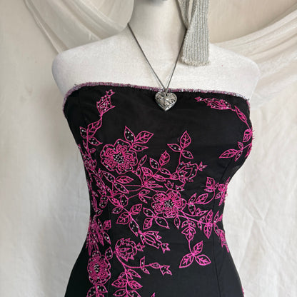 2000s Cache pink prom beaded gown