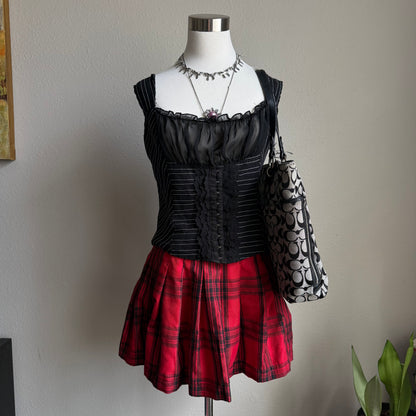 Y2K black pinstripe corset top